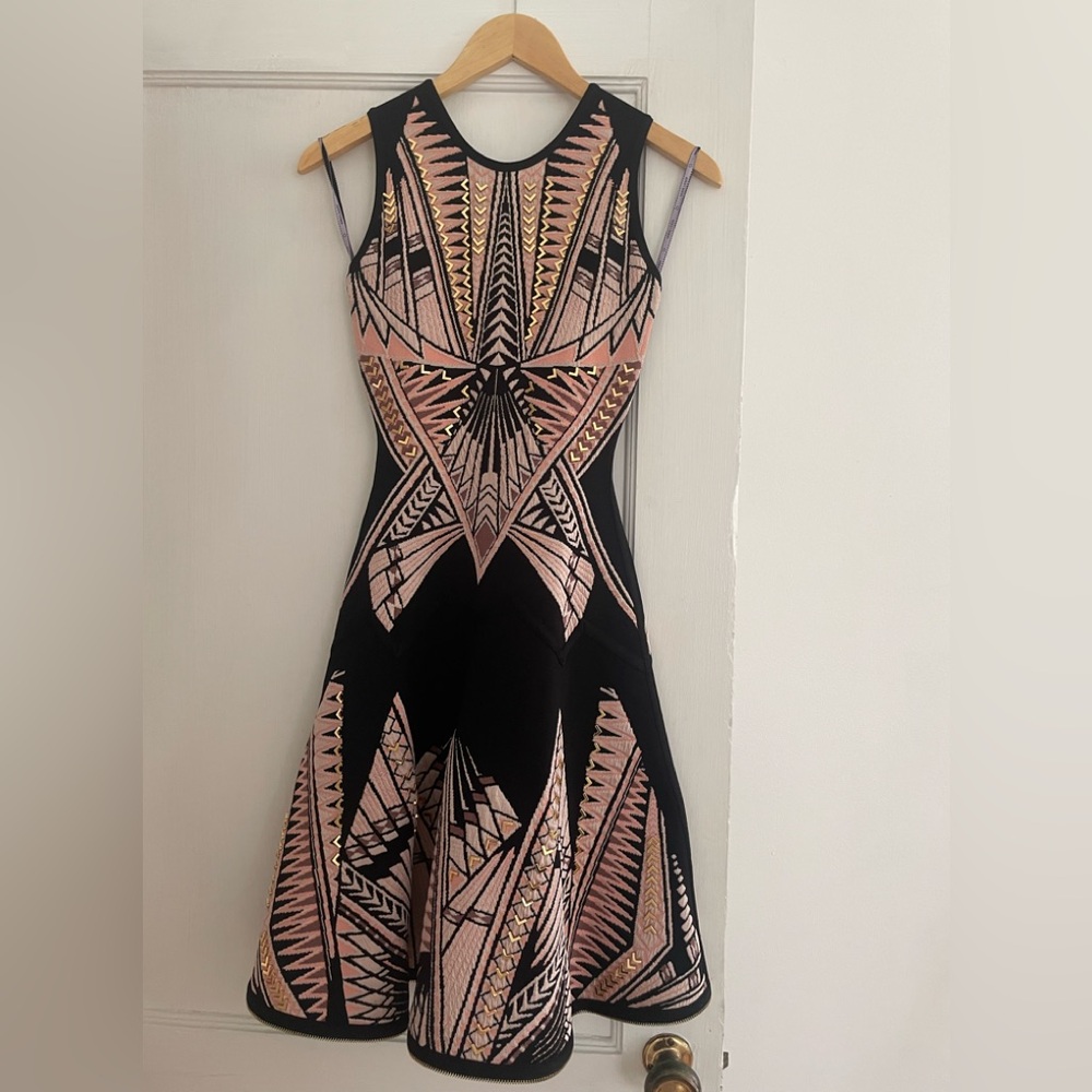 Herve Leger Jacquard “Polina” Geometric A-line dress (XS) ~ Brand New